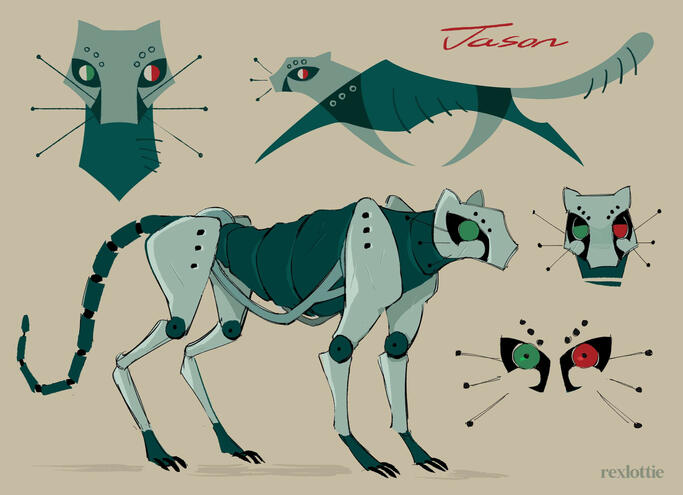 for RAINCØAT, a 60's mid-century modern robot mascot